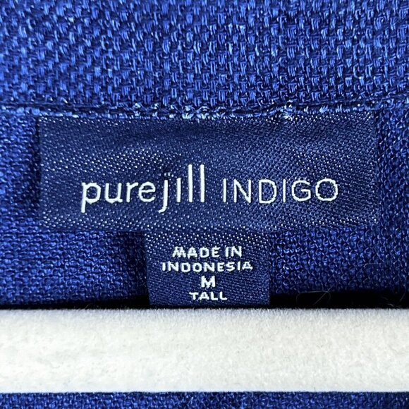J. Jill Pure Jill Indigo Kimono-Sleeve Chambray Shorewash Blue Midi M Tall -NWOT - Picture 5 of 5